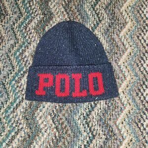 Polo Ralph Lauren Navy with Red Spell-Out Merino Wool Beanie #67